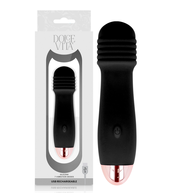 Dolce Vita Vibrador Recargable Tres Negro 7 Velocidad