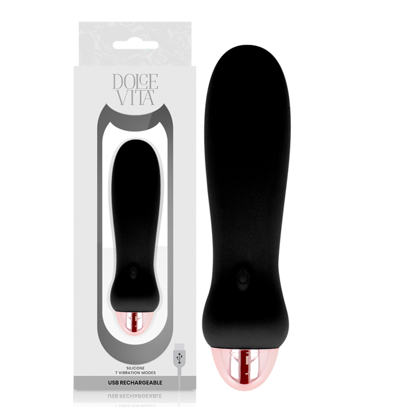 Vibrador Recargable Dolce Vita Cinco Negro 7 Velocidades