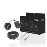 Collar y esposas de cuero vegano con forro de neopreno Fetish Submissive