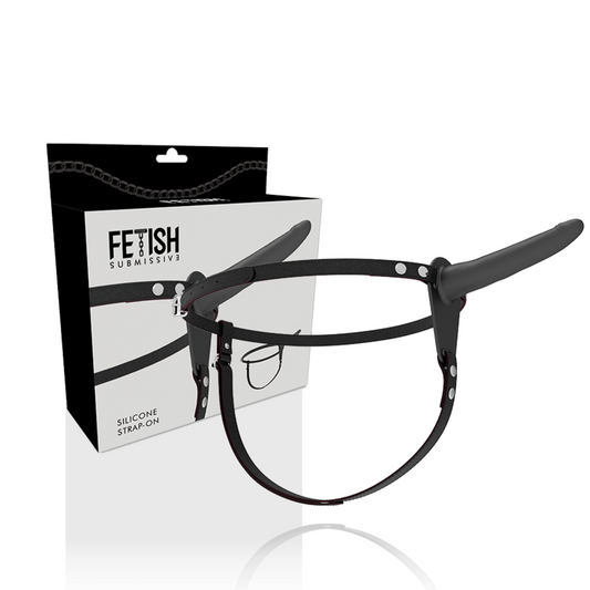 Arnés de sumisión fetiche de silicona negra de 15 cm