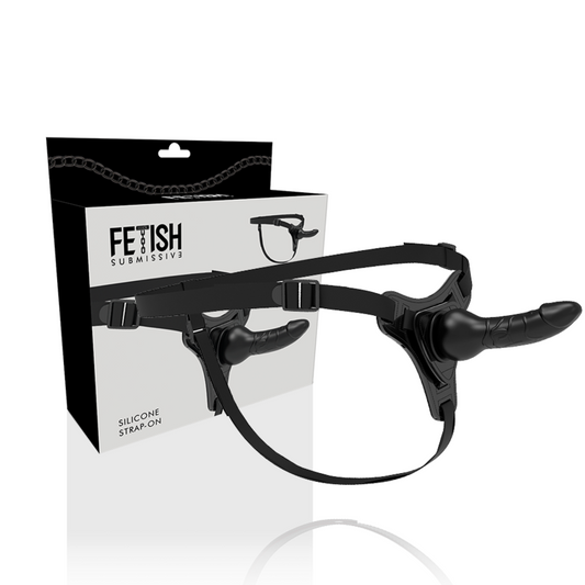Arnés fetichista sumiso de silicona negro realista de 16 cm