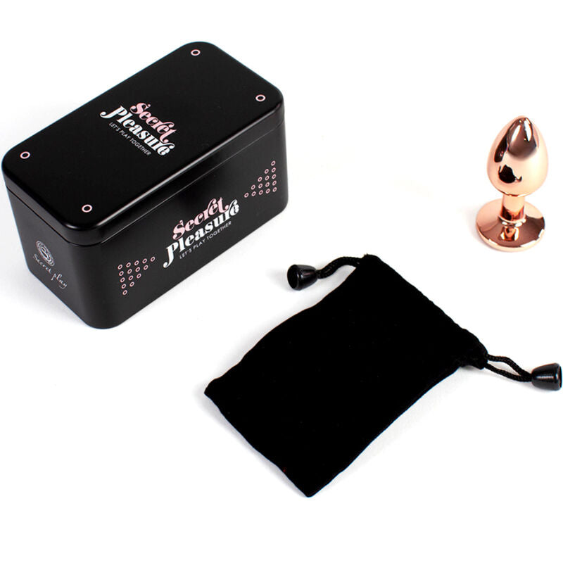 Secretplay -Plug Anal de Metal Oro Rosa Tamaño Pequeño 7 cm