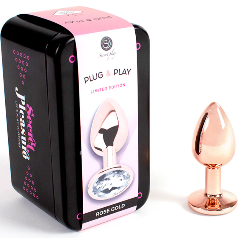 Secretplay -Plug Anal de Metal Oro Rosa Tamaño Pequeño 7 cm