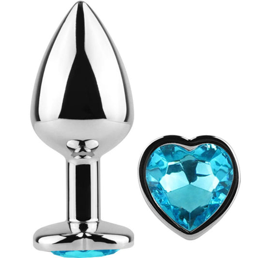 Secretplay -Plug Anal de Metal Corao Azul Tamanho Pequeno 7 cm