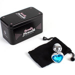 Secretplay -Plug Anal de Metal Corazón Azul Tamaño Pequeño 7 cm