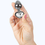 Secretplay - Plug Anal de Metal Corazón de Cristal Transparente Tamaño Pequeño 7 cm
