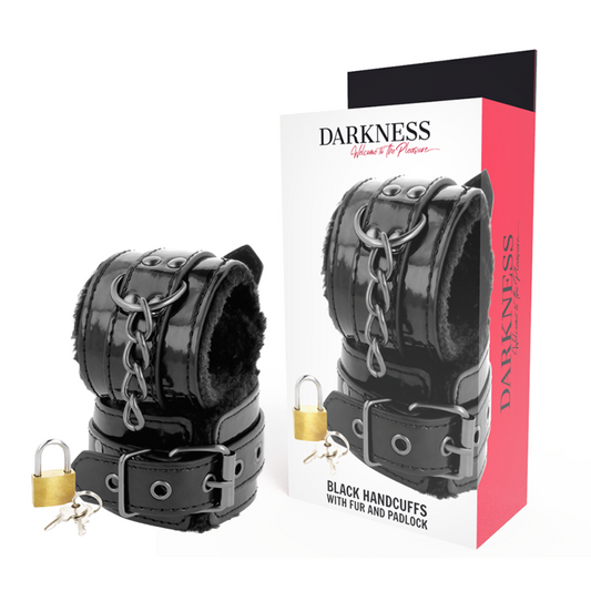 Darkness Algemas de Couro Ajustveis Pretas Com Cadeado