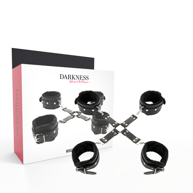 Darkness Algemas de Couro para Pés e Mãos Pretas