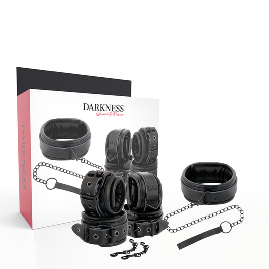 Darkness Algemas e Colar de Couro Preto