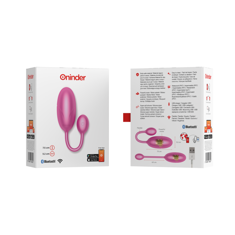 Oninder Ovo Vibrante Tóquio Rosa 7,5 X 3,2 Cm Aplicativo Gratuito
