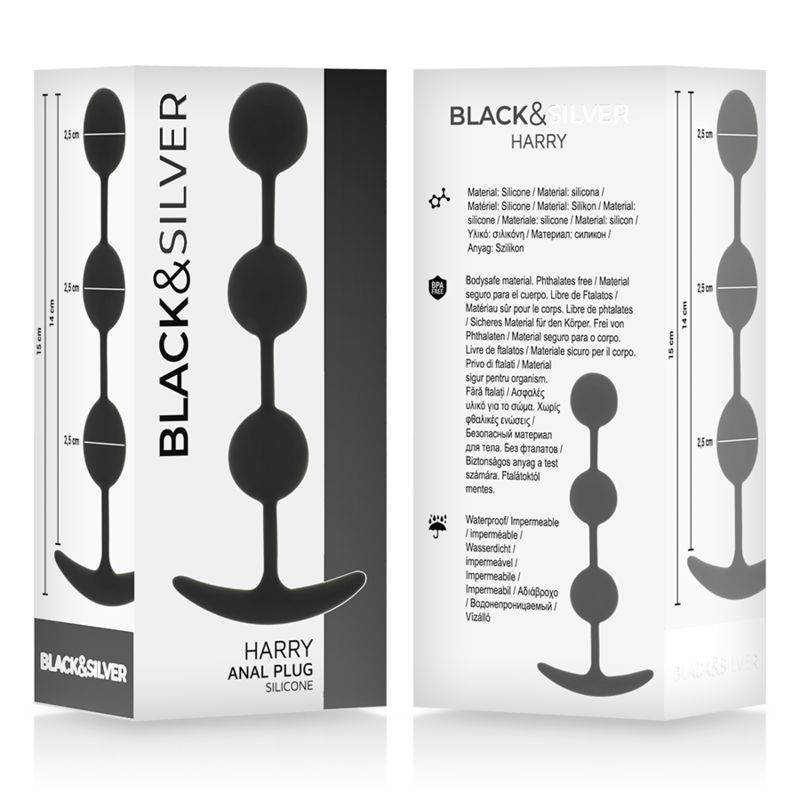 Black&Silver - Rosario Anal Harry 3 Esferas de Silicona 14 cm