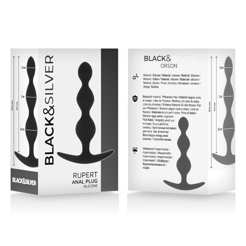 Black&Silver Corrente de Bola Anal Rupert 10 cm