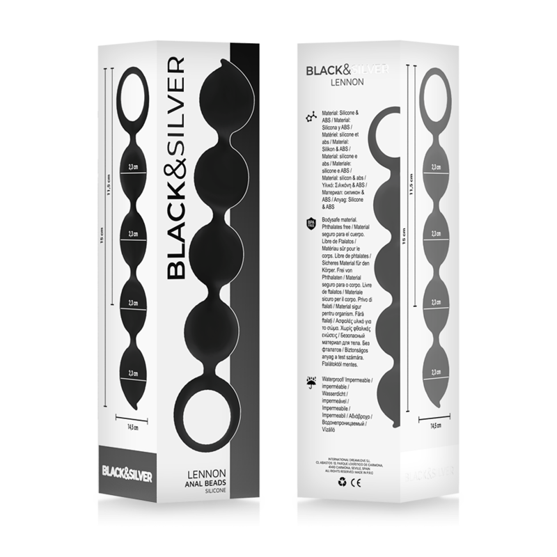 Black&Silver - Rosário Anal Lennon 4 Esferas de Silicone 15 cm