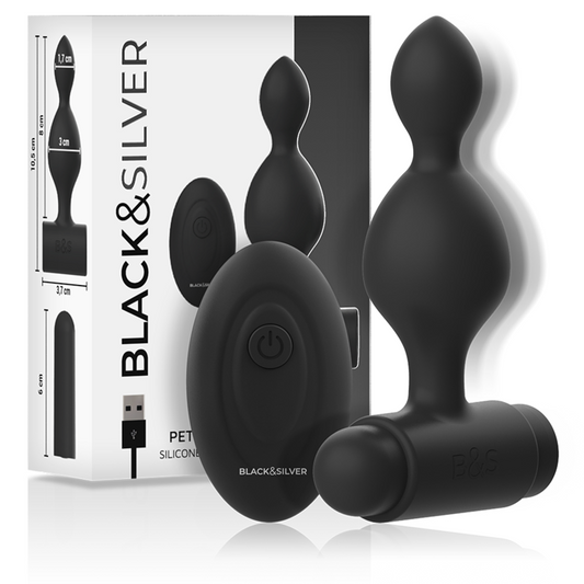 Black&Silver - Controle Remoto dePlug Anal de Silicone Tucker Pequeno