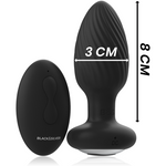 Black&Silver -Plug de Poços Silicone Anal Rotator Controle Remoto