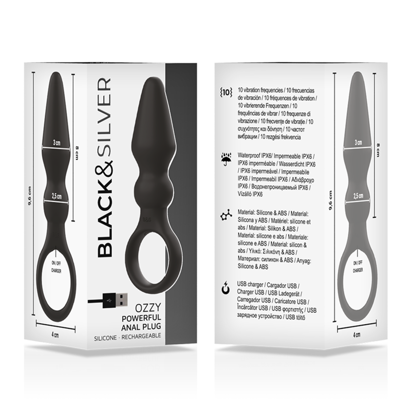Black&Silver - Plugue Anal de Silicone Poderoso Ozzy