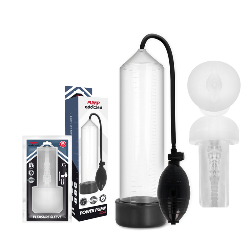 Bomba para el pene transparente RX3 con funda de placer