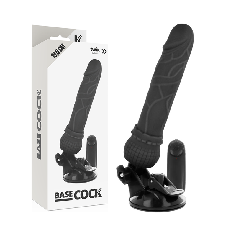 Basecock - Controle Remoto Vibrador Realístico Basecock Preto 19,5 cm