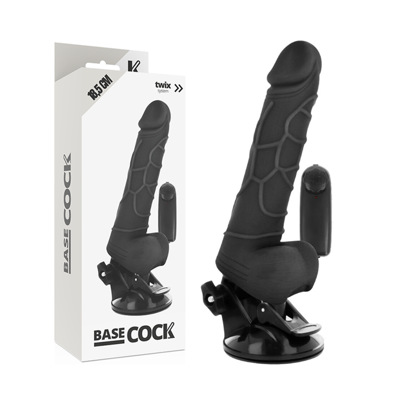 Basecock - Control Remoto Vibrador Realista Negro 18.5 cm -O- 4cm
