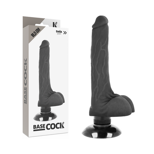 Basecock - Vibrador Realístico 2-1 Preto 18.5 cm -O- 4 cm