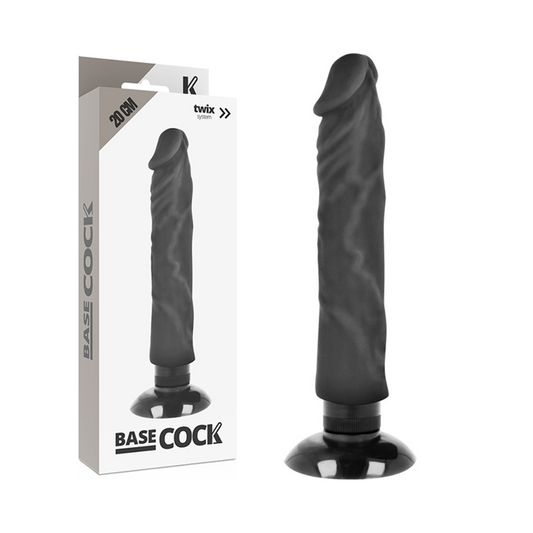 Basecock - Vibrador Realístico Basecock 2-1 Preto 20 cm -O- 4 cm