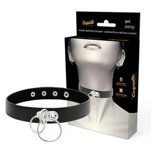 Coquette Chic Desire - Gargantilha de Couro Vegano de Anel Duplo