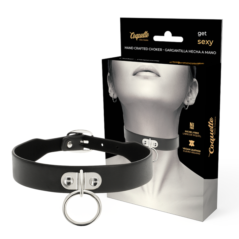 Coquette Chic Desire - Colar de Couro Vegano Acessório Fetish Mulher