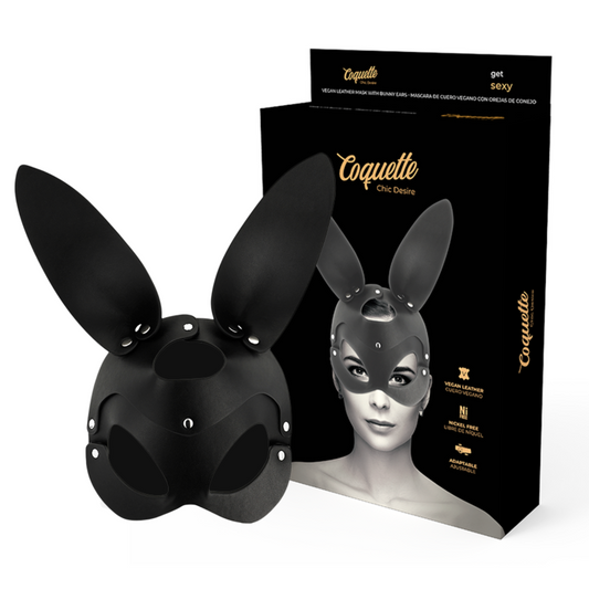 Coquette Chic Desire Mscara de Couro Vegano Com Orelhas de Coelho