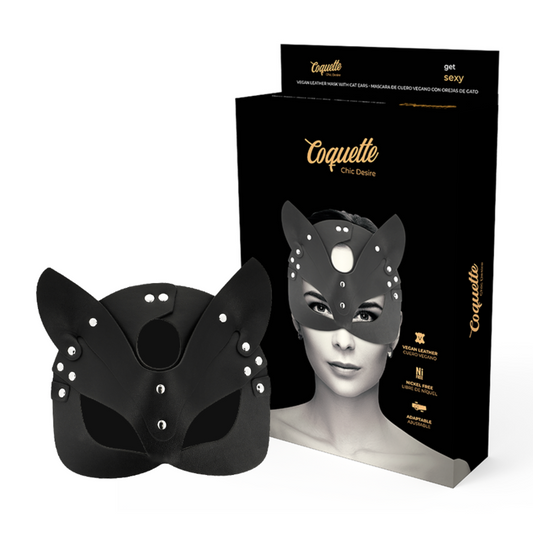 Coquette Chic Desire Mscara de Couro Vegano Com Orelhas de Gato