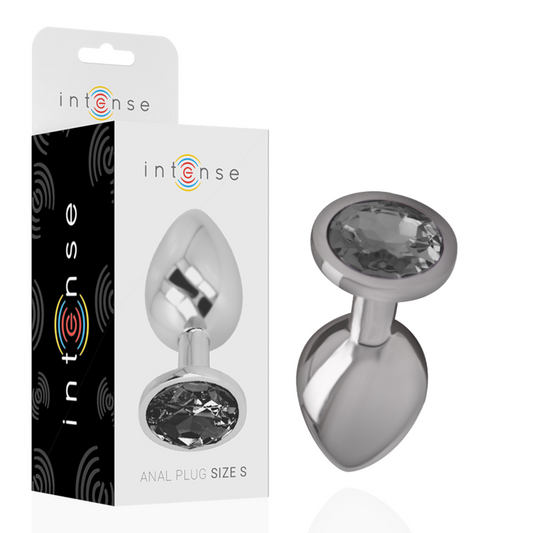 Intense -Plug Anal de Metal de Alumínio Com Cristal Preto Tamanho S
