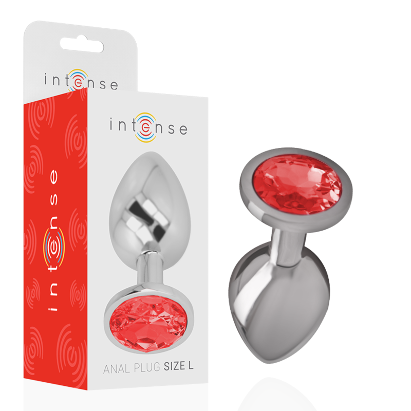 Intense -Plug Anal de Metal de Aluminio Con Cristal Rojo Talla L