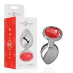 Intense - Plug Anal de Metal de Alumínio com Cristal Vermelho Tamanho S
