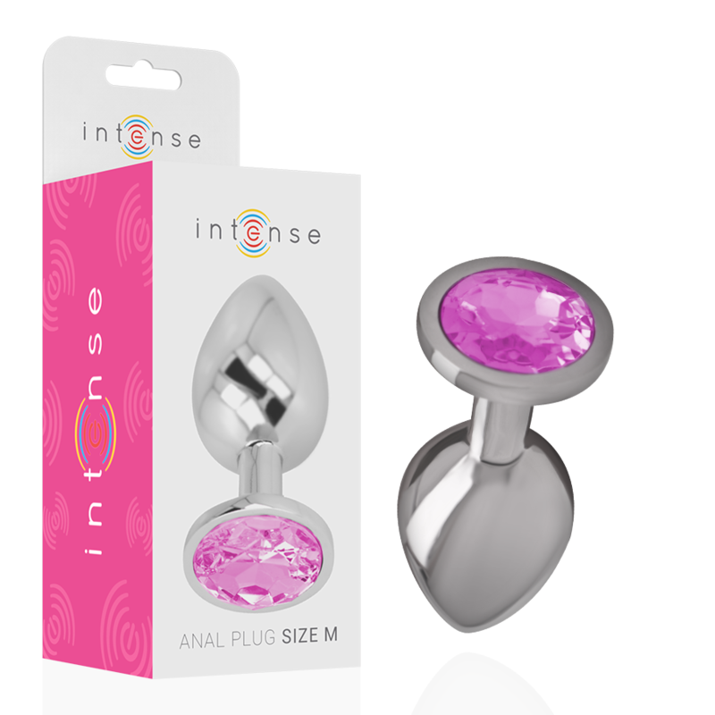 Intense -Plug Anal de Metal de Alumínio Com Cristal Rosa Tamanho M