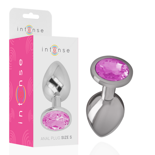 Intense - Plug Anal de Metal de Alumínio com Cristal Rosa Tamanho S