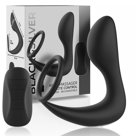 Black&Silver - Massager Anal Com Controle Remoto Silicone Recarregvel Preto