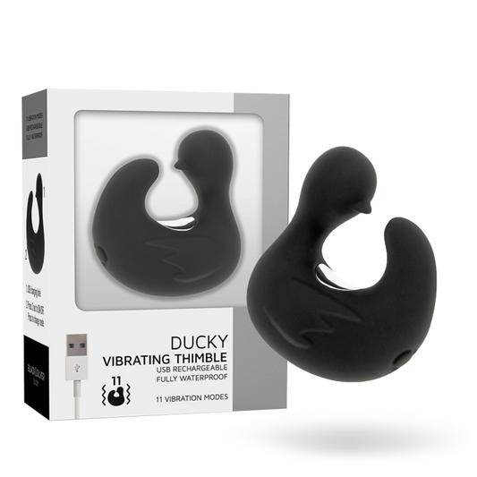 Black&Silver - Dedal de Pato Estimulante de Silicone Recarregável Duckymania