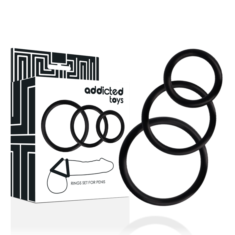 Addicted Toys - Conjunto de Anillos para Pene Negro