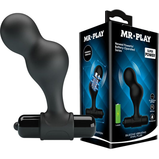 Mr Play -Plug Anal Vibrador de Silicone Preto