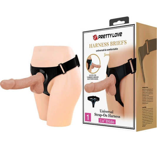 Pretty Love Arnés Bragas Arnés Universal Con Dildo Jerry 21.8 Cm Natural
