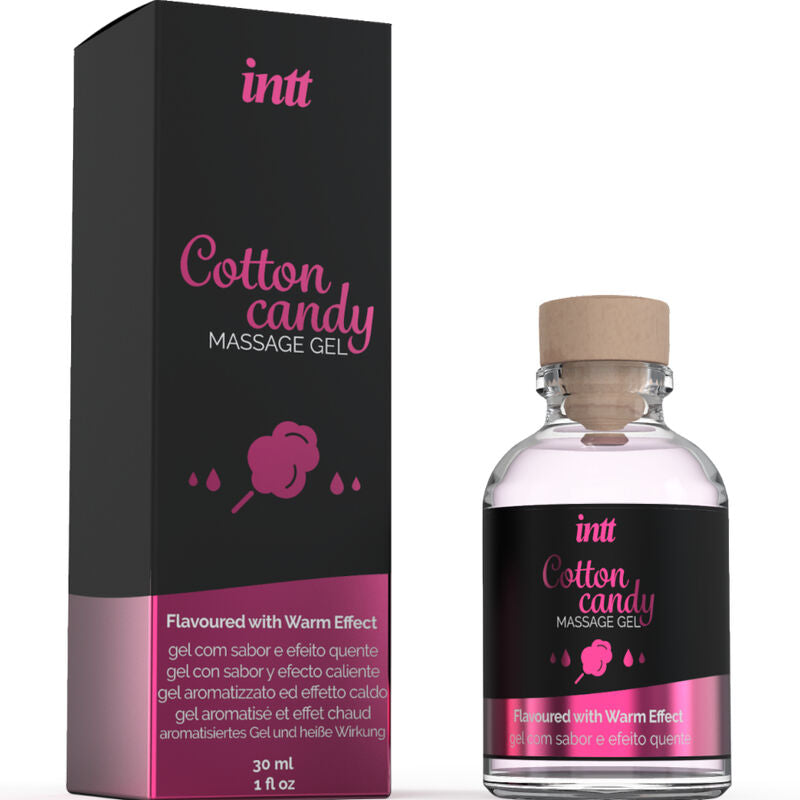 Intt Massage & Oral Sex - Gel de Masaje con Sabor a Algodón de Azúcar y Efecto Calor