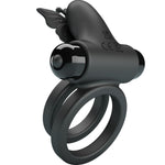 Pretty Love - Anillo Vibrador Doble Con Estimulador Negro