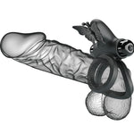 Pretty Love - Anillo Vibrador Doble Con Estimulador Negro
