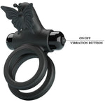 Pretty Love - Anillo Vibrador Doble Con Estimulador Negro