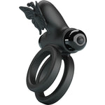 Pretty Love - Anillo Vibrador Doble Con Estimulador Negro