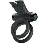 Pretty Love - Anillo Vibrador Doble Con Estimulador Negro
