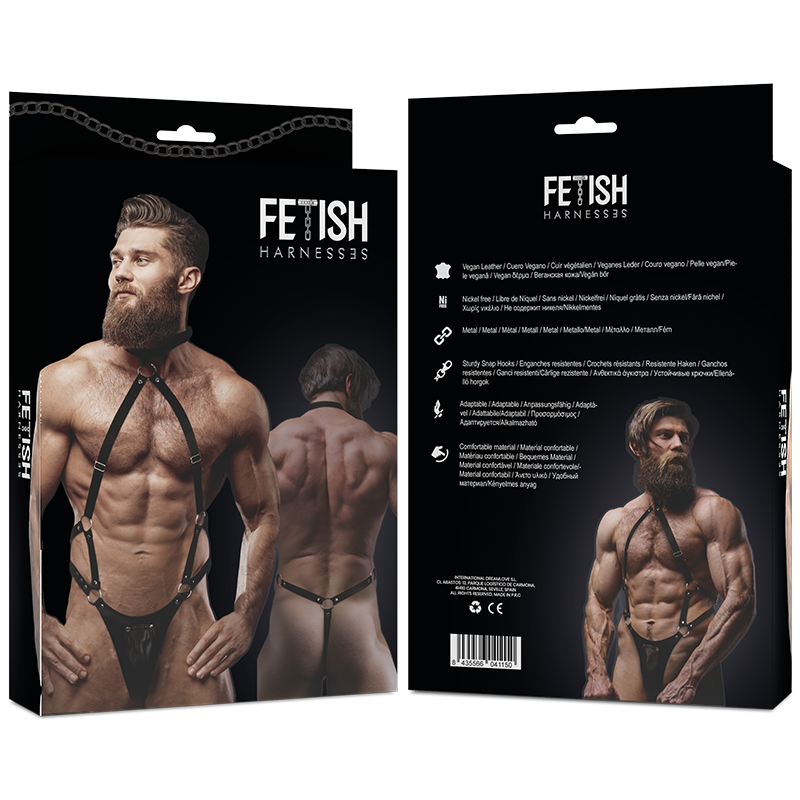 Actitud Sumisa Fetichista Arnés Jockstrap de Cuero Ecológico para Hombre