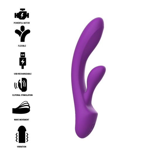 Intenso Vibrador Luigi Conejo Silicona Líquida Morado