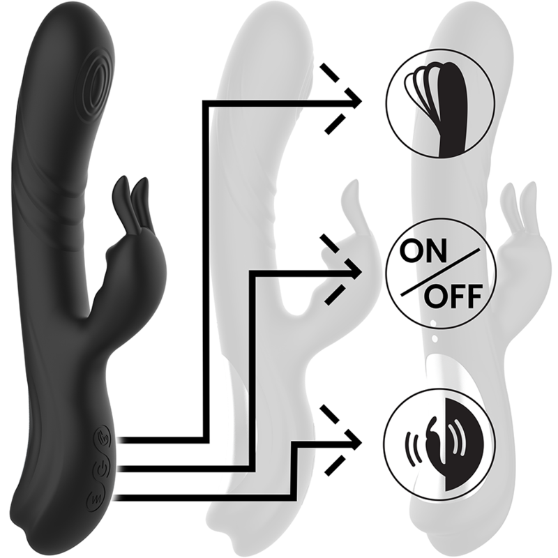 Black&Silver - Estimulador de Coelho de Silicone Recarregável Jamie Preto