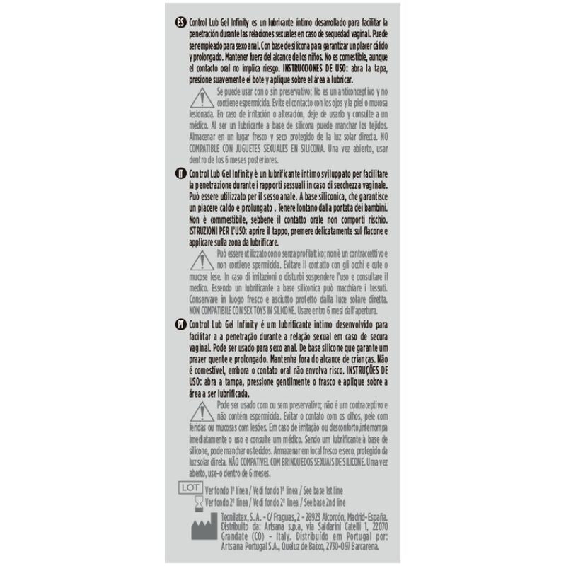 Control - Lubrificante à Base de Silicone Infinity 75 ml