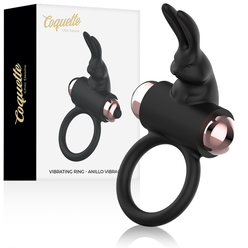 Anillo Coquette Chic Desire con vibrador Negro/ Oro
